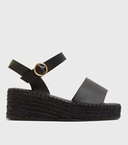New Look Wide Fit Black Espadrille Chunky Sandals